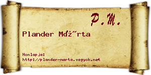 Plander Márta névjegykártya